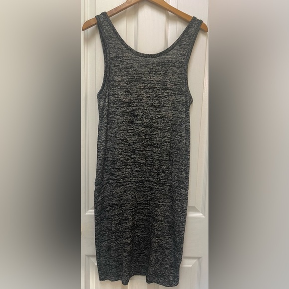 Lou & Grey Loft Dark Gray Marled Spacedye Drop Waist Blouson Tank Dress Size M - Picture 3 of 8